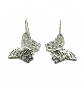 E000738 Sterling silver earrings butterflies on hook solid hallmarked 925